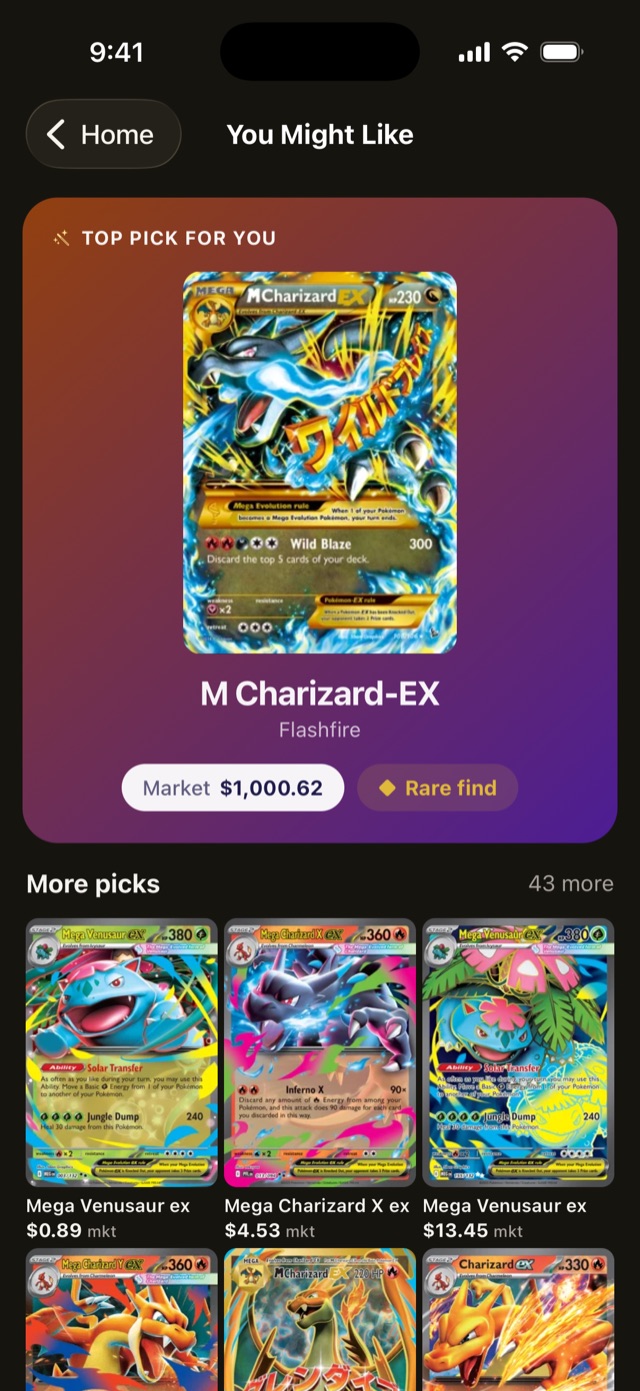 DexNDecks suggesting cards based on favorited artwork